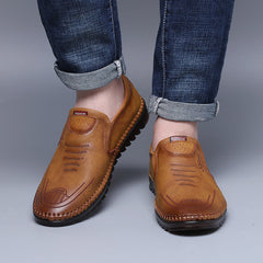 Casual soft sole slip-on trendy leather shoes