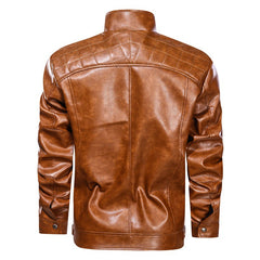 Men's Stylish Stand Collar Leather Jacket