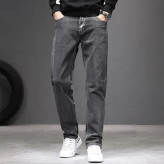 Men's loose wide leg plus size stretch casual jeans
