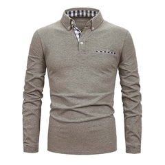 Men's Casual Plaid Stitching Fashion POLO Shirt
