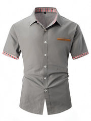 2024 New Fashion Men's Plaid Color Matching Business Casual Shirt