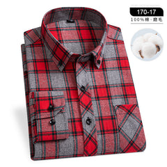 Pure cotton plaid casual lapel shirt