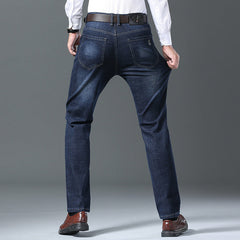 Straight-leg loose-fit stretch denim jeans