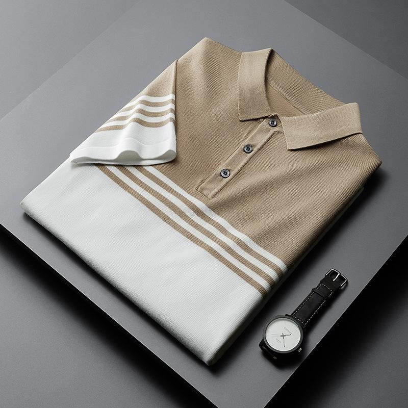 2021 New Colourblock Knitted Short-Sleeved POLO Shirt