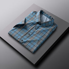 Men's Summer Ice Silk Plaid Casual Loose Shirt