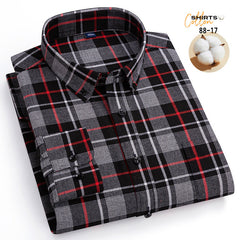 New Men's 100% Cotton Plaid Casual Long Sleeve Shirt