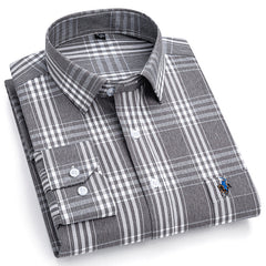 Men's Fashion Breathable Plaid Cotton Embroidered Shirt