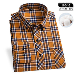 Pure cotton plaid casual lapel shirt