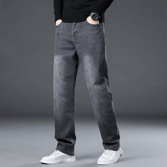 New Men's Casual Versatile Loose Straight Leg Stretch Jeans