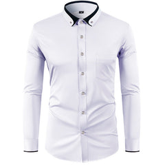 Men's Long Sleeve Contrast Color Stretch Shirt