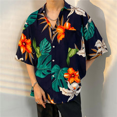 New Men's Casual Large Size Beach Vacation Hawaiian Print Shirt