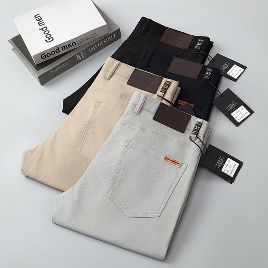 2024 Men's Business Loose Straight High-end Fine Cotton Stretch Casual Trousers