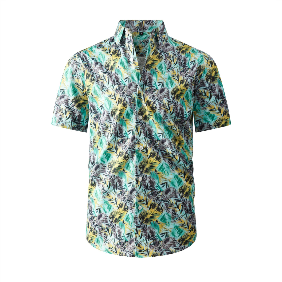 Men's Casual Elastic Ice Silk Large Size Hawaiian Holiday Beach Short-sleeved Shirt