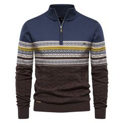 2023 Men's New Stand Collar Half Zipper Knitted High Quality Sweater