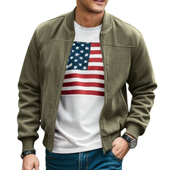 Men's Suede Stand Collar Slim Casual Jacket