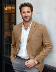 Men's Casual Solid Color Cotton and Linen Blazer