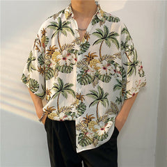 New Men's Casual Large Size Beach Vacation Hawaiian Print Shirt