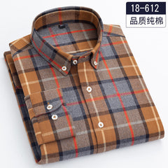 Men's 100% Cotton Long Sleeve Plaid Shirt