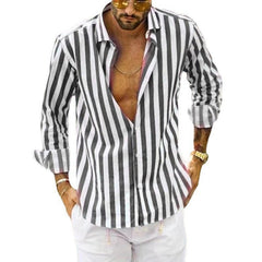 2023 Men's Striped Loose Shirt