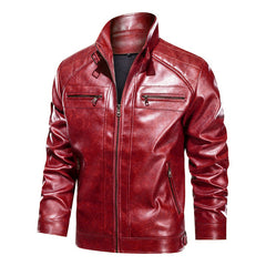 Men's Stylish Stand Collar Leather Jacket