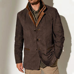Fashion retro casual jacket lapel stitching contrast color jacket