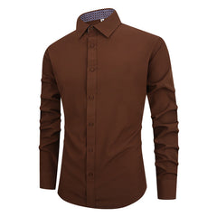 Men's Solid Color Warm Casual Simple Business Shirt