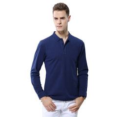 Men's Cotton Long-sleeved Lapel Polo Shirt