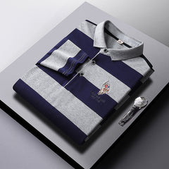 Men's Business Striped Long-sleeved Polo Shirt