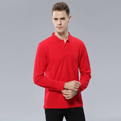 Men's Cotton Long-sleeved Lapel Polo Shirt
