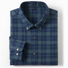 Men's Pure Cotton Casual Business Long-sleeved Plaid Shirt