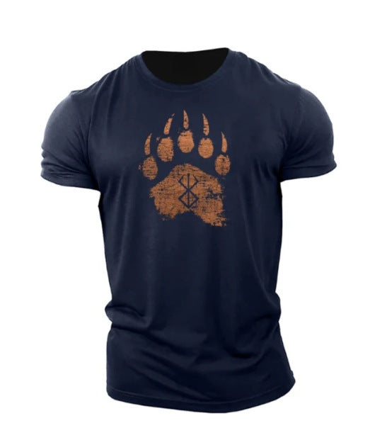 Fashionable Bear Paw Print Crew Neck T-shirt
