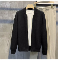 Men's Double Zipper Cardigan Casual All-match Knitted Jacket