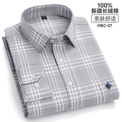 Men's Fashion Breathable Plaid Cotton Embroidered Shirt