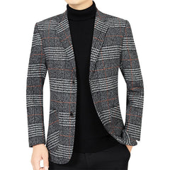 Men's New No-Iron Plaid Blazer