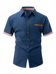 2024 New Fashion Men's Plaid Color Matching Business Casual Shirt