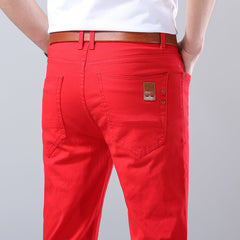Men's New Color Cotton Stretch Slim Straight Casual Jeans