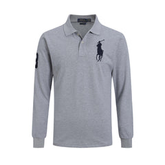 Men's lapel loose plus size cotton embroidered polos