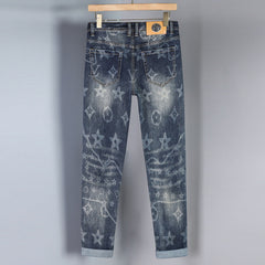 Light luxury trendy brand printed thick jeans