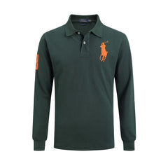 Men's lapel loose plus size cotton embroidered polos