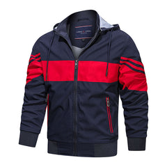 Casual Color Block Panel Hooded Track Jacket