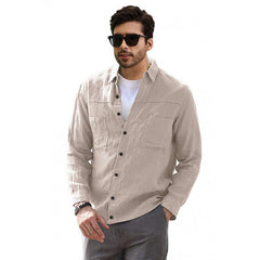 Men's Casual Solid Color Simple Long-sleeved Shirt