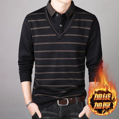 Men's Fake Two Piece Fleece Thickened Shirt