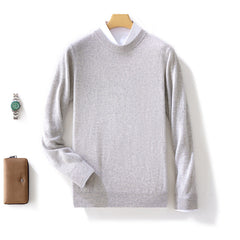 Winter New Men's Pure Wool Warm Simple Round Neck Casual Versatile High-end Knitted Sweater