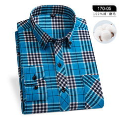 Pure cotton plaid casual lapel shirt
