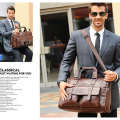 Men's Retro Casual Business Portable Cross-body Bag Briefcase