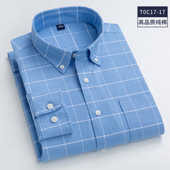 100% Cotton Plaid Striped Solid Color Long-sleeved Shirts