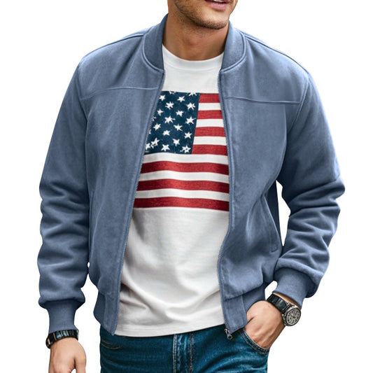 Men's Suede Stand Collar Slim Casual Jacket