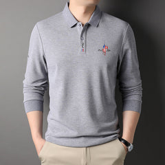 Men's New Solid Color Printed Simple Polo Shirt