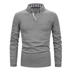 Men's Casual Plaid Stitching Fashion POLO Shirt