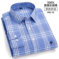 Men's Fashion Breathable Plaid Cotton Embroidered Shirt